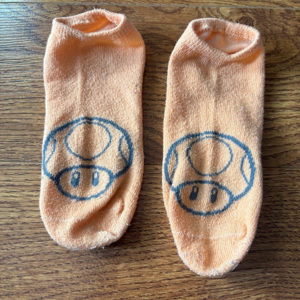 Orange Mushroom Mario Socks